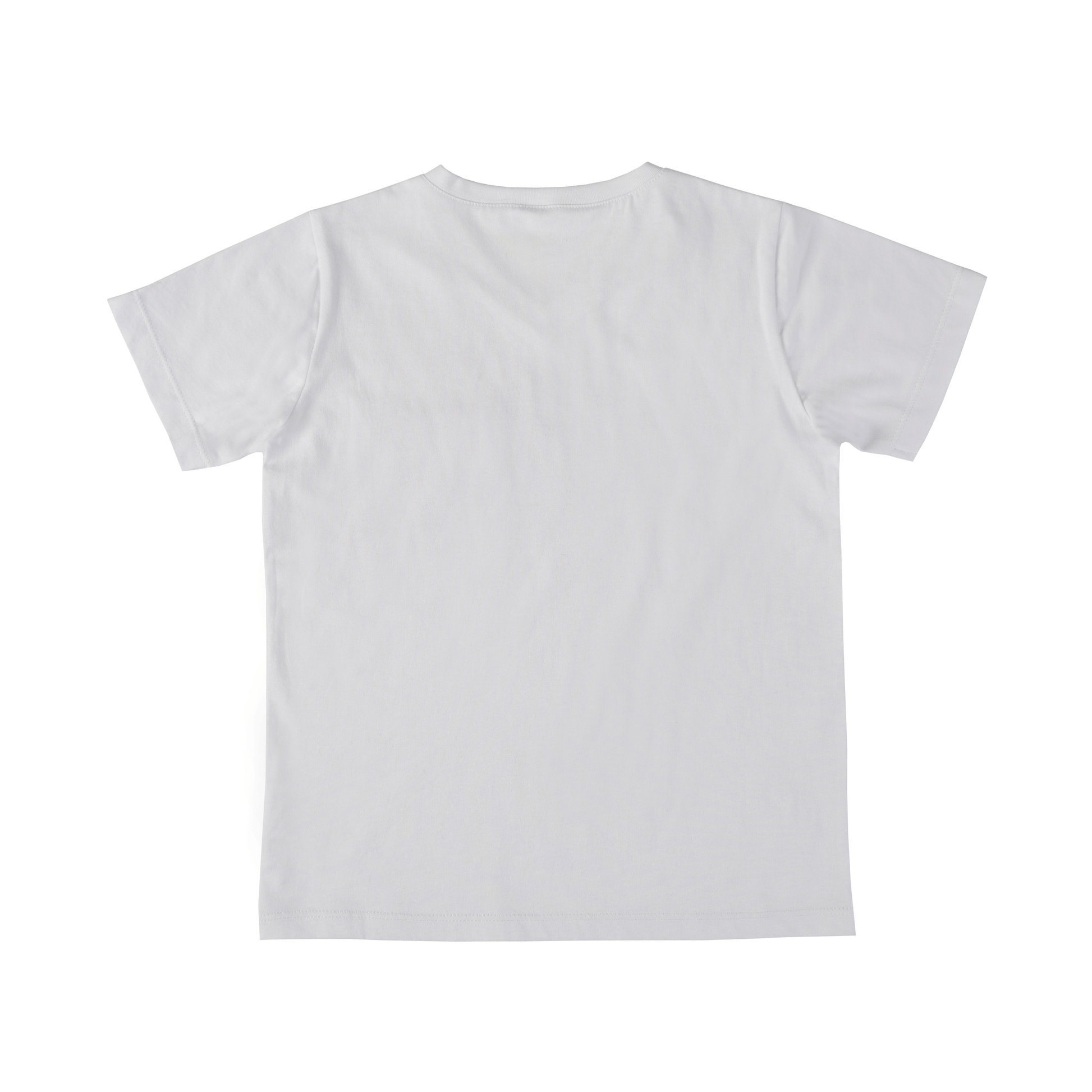 2li V Yaka Basic Tshirt beyaz renkte arka görünüm, çocuklar için günlük kullanım.