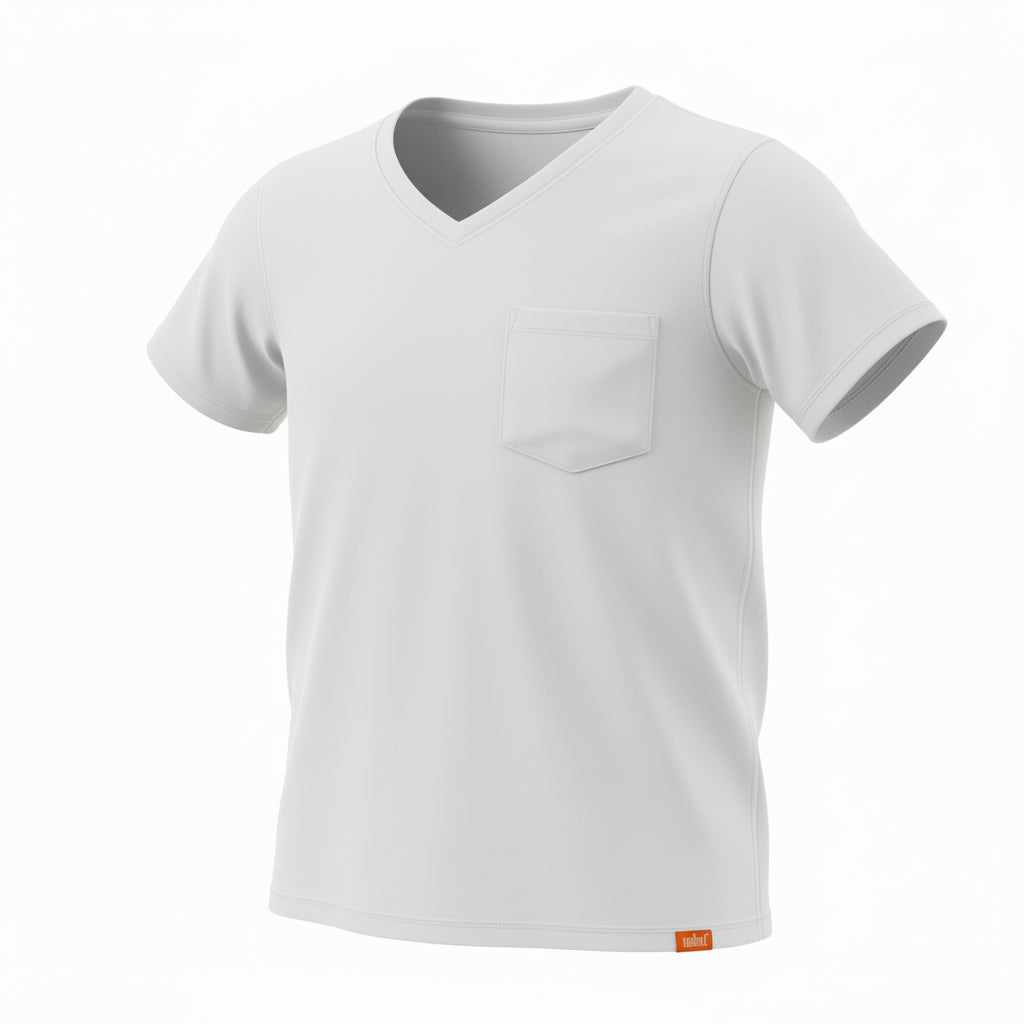2li V Yaka Basic Tshirt in white with pocket detail, perfect for children.