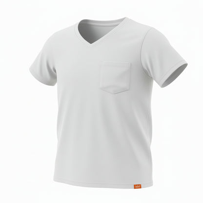 2li V Yaka Basic Tshirt in white with pocket detail, perfect for children.