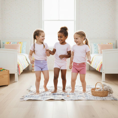 3'lü Düz Renk Kız Çocuk Boxer Seti