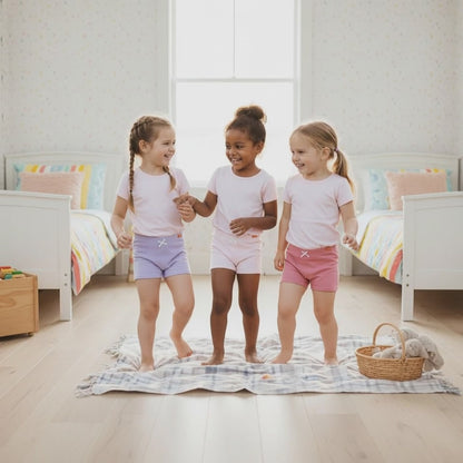 3'lü Düz Renk Kız Çocuk Boxer Seti