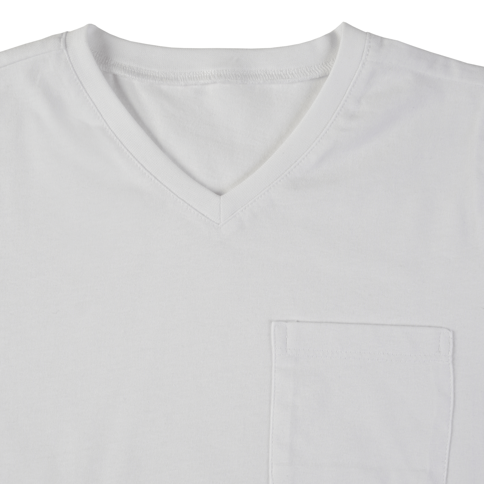 2li V Yaka Basic Tshirt in white with a v-neck and pocket detail.
