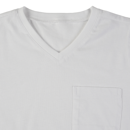 2li V Yaka Basic Tshirt in white with a v-neck and pocket detail.